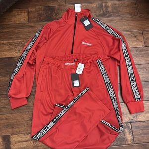 Brand new men’s XL Roberto Cavalli sport tracksuit red and black